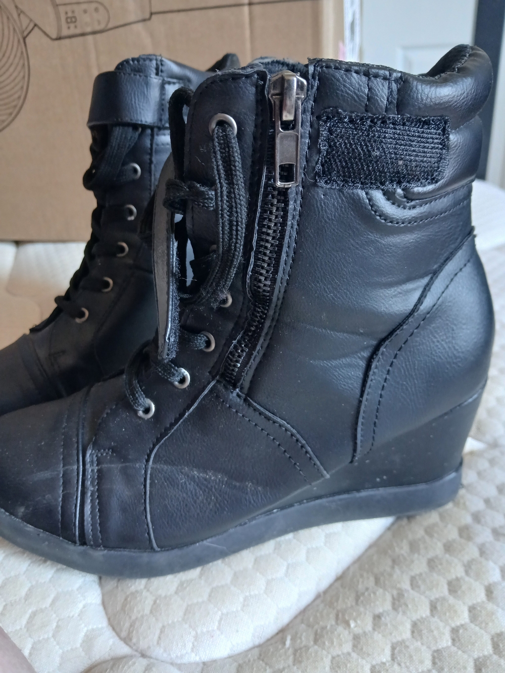 Black Wedge Boots